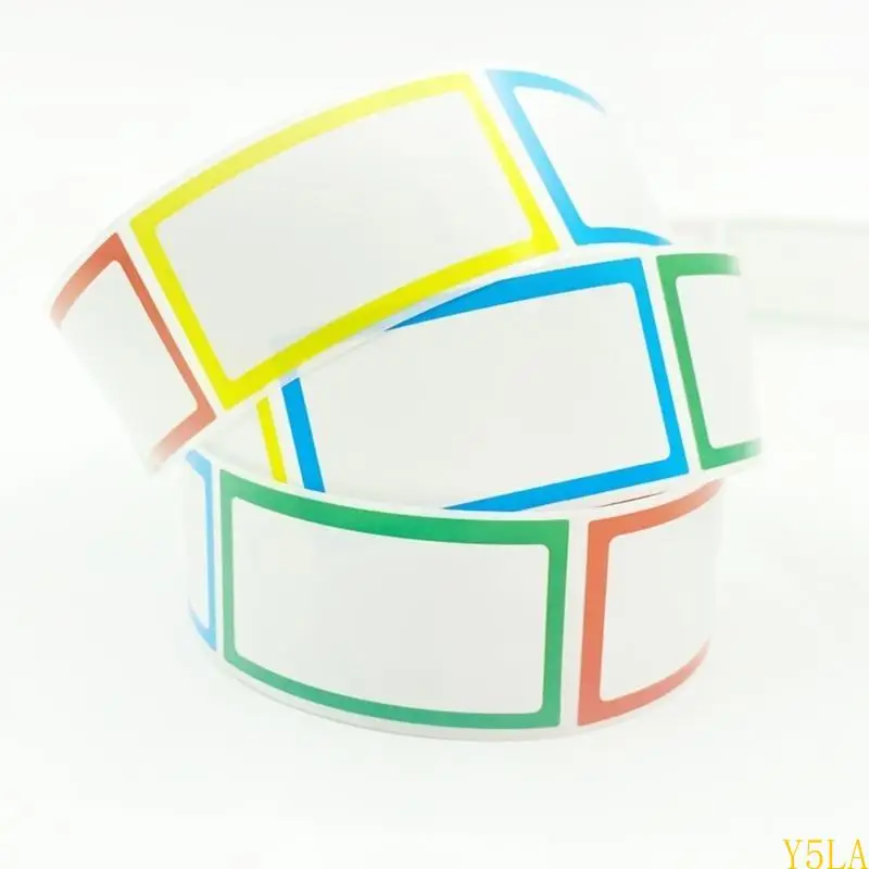 Y5LA 250Pcs Colorful Border Name Labels Adhesive Name Labels Sticker 1.77x1Inch