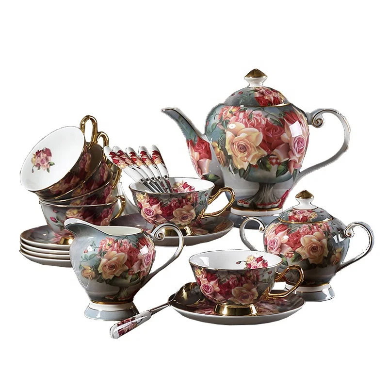 vintage tea cup and saucer set porcelain coffee cups set for 6 persons floral tea set