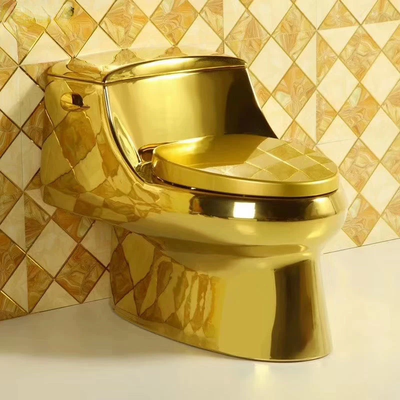 

Tuhao Gold Toilet Gold-Plated Toilet Gold Flush Toilet European-Style Toilet Water-Saving Mute Sit Toilet