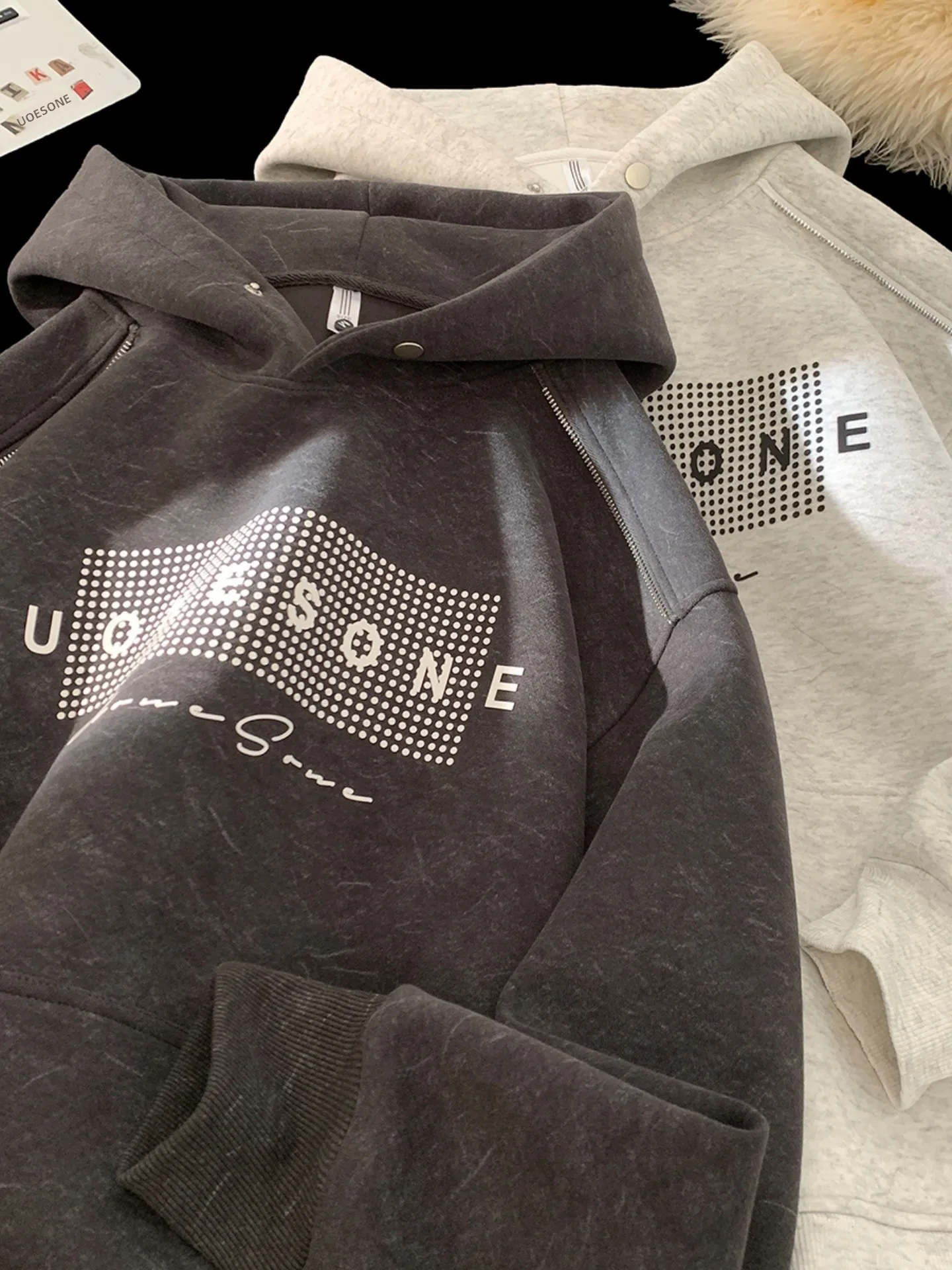 

Waed Thiened Hoodie Men Letter Print Fce Winter Thiened Hooded Top Youth M Clothing Soft Cotton Polyester Blend