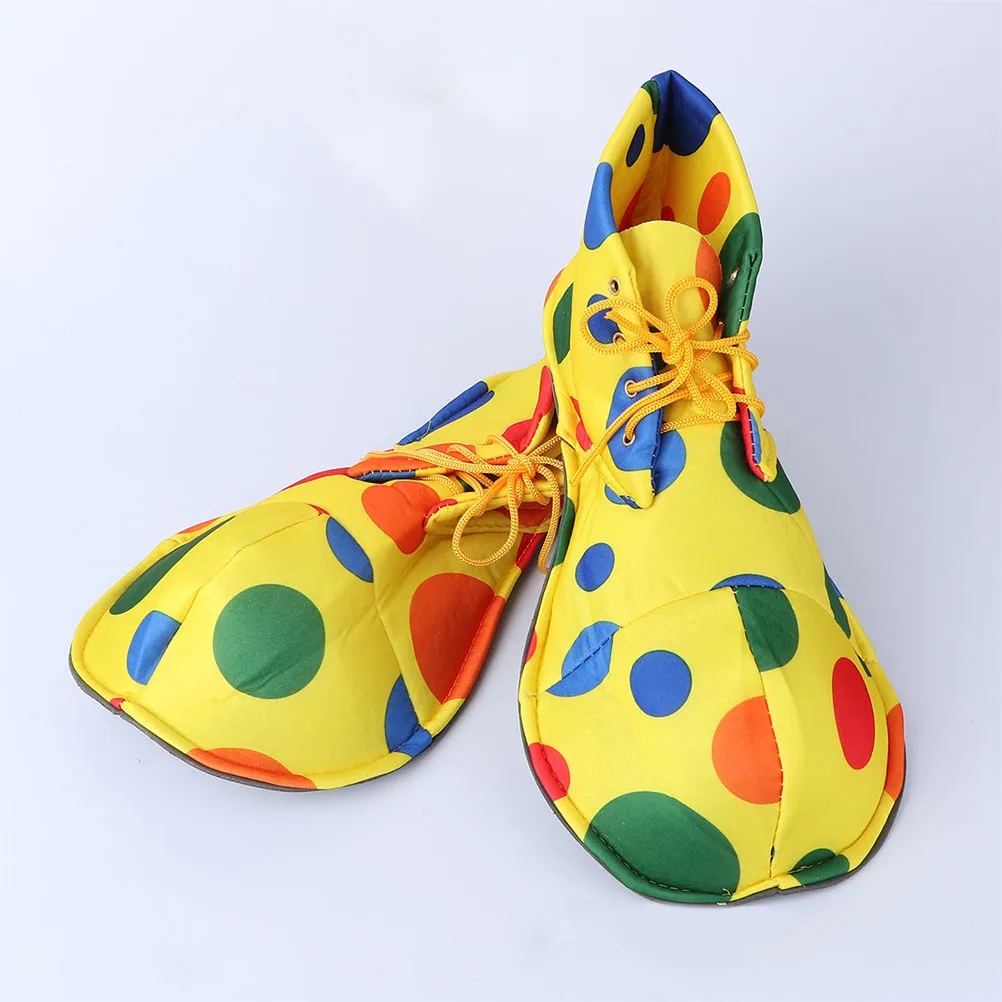 2 Pairs Clown Costume Shoes Funny Accessories for Halloween Party Carnival Cosplay Props Men Women Big Size Dot Design