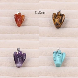 Little Angel Natural Stone Amethyst Rose Quartz Gem Pendant Making DIY Necklace Earrings Jewelry Accessories Gift