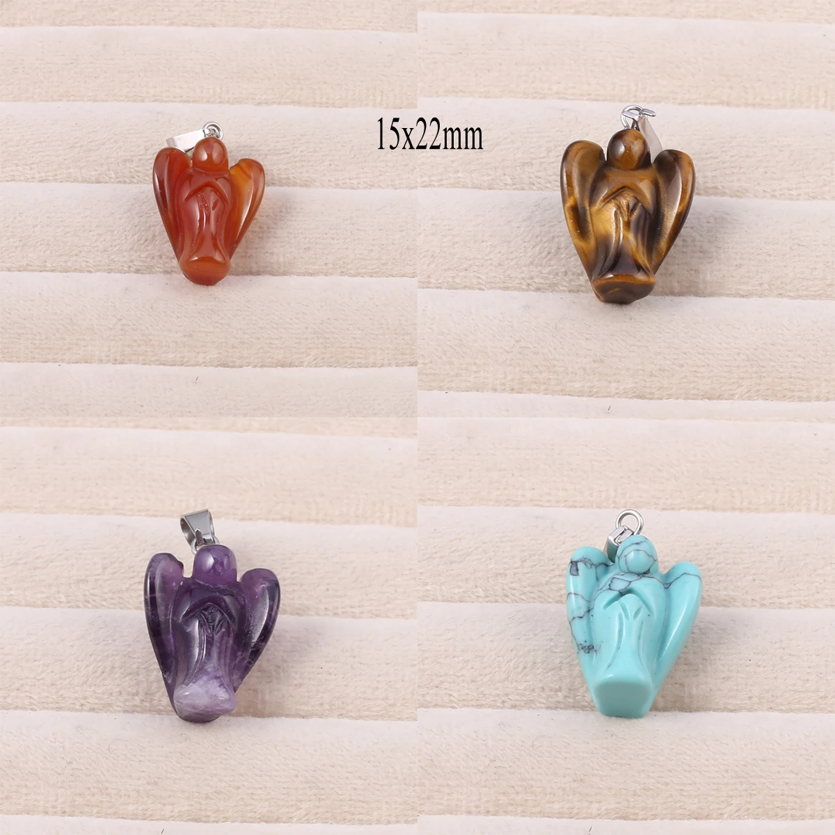 Little Angel Natural Stone Amethyst Rose Quartz Gem Pendant Making DIY Necklace Earrings Jewelry Accessories Gift