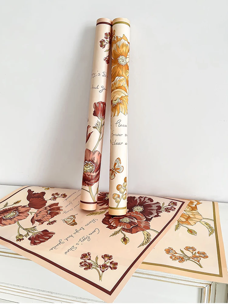 Romantic Flower Wrapping Paper, Handmade Flower Bouquet, Floral Packaging Diy Material, Waterproof  10 Sheets