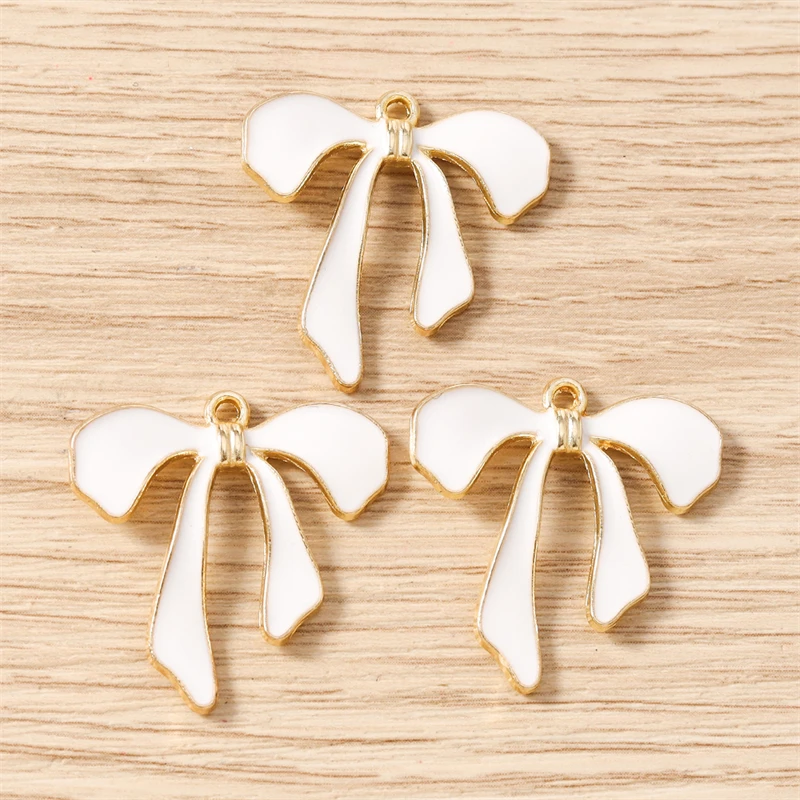 10 Stück niedliche, bunte Emaille-Schleifen-Anhänger zum Basteln von Ohrringen, Halsketten, Armbändern, DIY-Bastelarbeiten und Schmuckzubehör – Detail 10