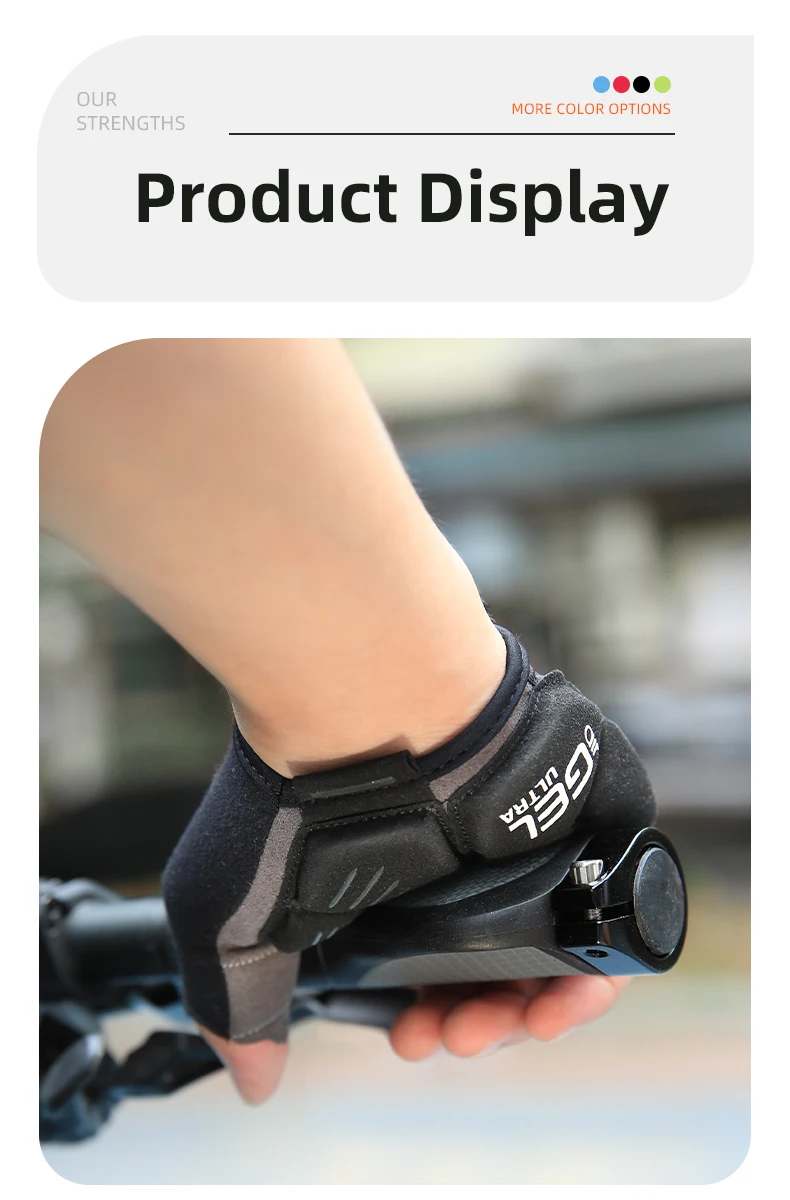 CXWXC MTB Fahrrad-Radfahrhandschuhe mit halben Fingern, 6 mm dickes Handflächenpolster, stoßfest und rutschfest, Stretch-Gewebe, GEL-Fahrrad-Kurzhandschuhe – Detail 12