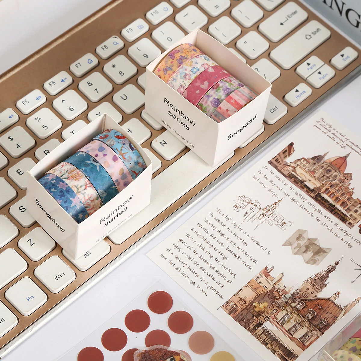 5 롤 꽃 Washi 테이프 시즌 시 식물 스타 마스킹 테이프 장식 용품 플래너 일기 DIY 용품 스크랩북