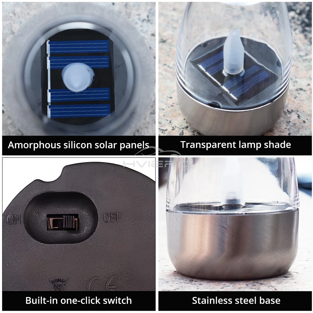 Solar Light LED Stainless Steel Candle Outdoor Courtyard Decorative Atmosphere Night Lights Halloween Candlelight Dinner Lamping image 5