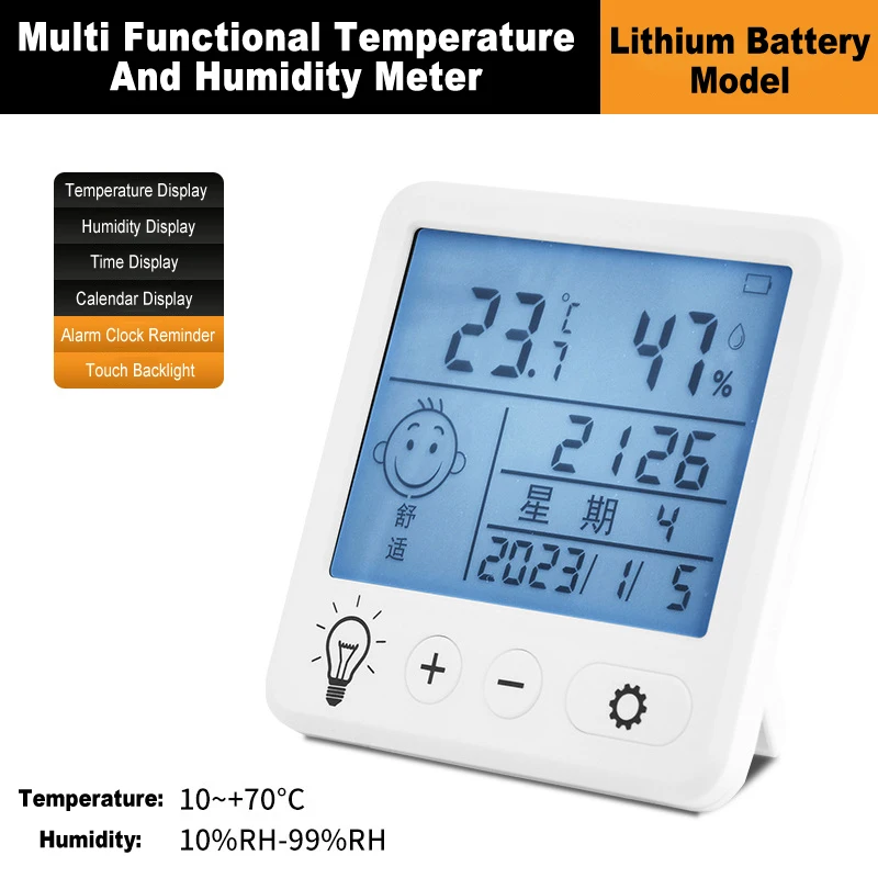 LCD ดิจิตอลเครื่องวัดอุณหภูมิเครื่องวัดความชื้นในร่มห้องอิเล็กทรอนิกส์อุณหภูมิความชื้นเซนเซอร์วัดสถานีอากาศสําหรับ Home