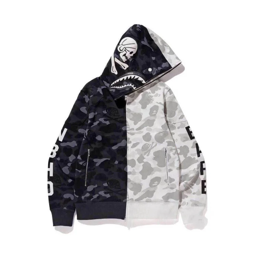 BAPE Shark Head Ape Head Zipper أعلى اللون والأناقة الكاملة لعب الأدوار هوديي 3Dcos هوديي سحاب