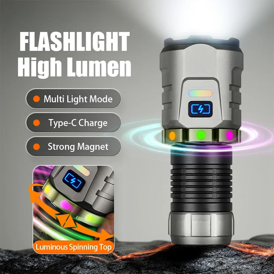 

High Power LED Flashlight White/Red Light USB Rechargeable Torch Magnetic EDC Lamp Zoomable Outdoor Camping Emergency Lantern