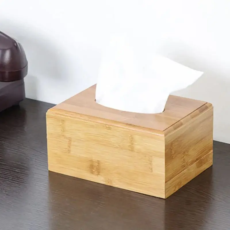 S/M/L Tissue Box Bamboo Napkin Boxes Car Tissue Holder Shelf Storage Case For Household Living Room Bathroom Drawer Paper Box