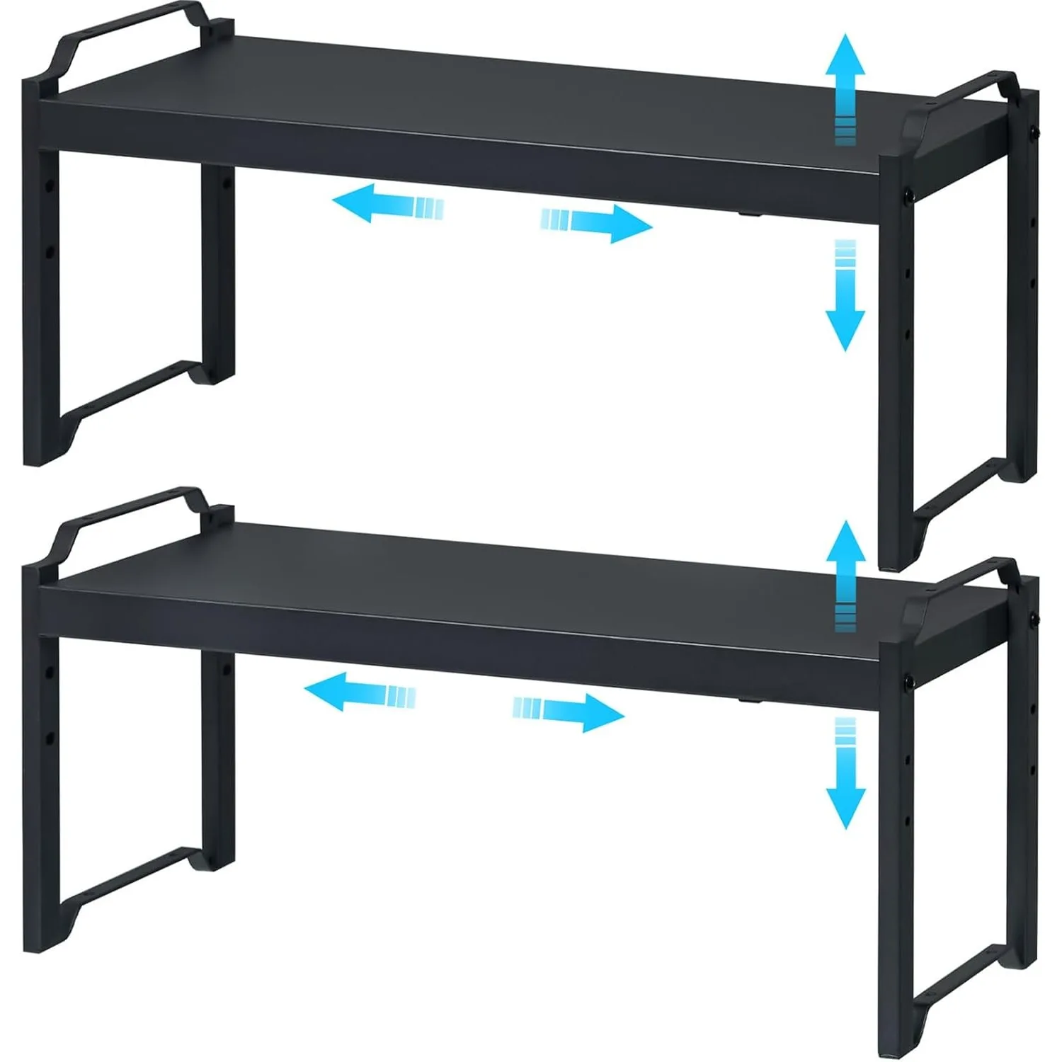 

25.5 Inches 2 Pack Expandable Cabinet Shelves, Stackable Shelf Organizer For Kitchen Cabinet Countertop Storage, Adjustable