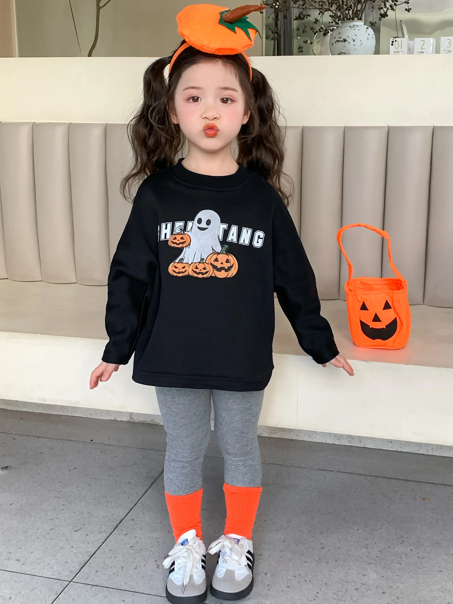 

Детский карнавальный костюм на Хэллоуин, толстовка с тыквой, комплект «летучая мышь», наряд для выступлений в детском саду, средние и большие дети