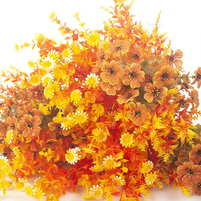 38cm Artificial Eucalyptus Flowers Autumn Decoration Plastic Bouquet Anti-UV Flowers for Home Wedding Party Decor Fake Plants