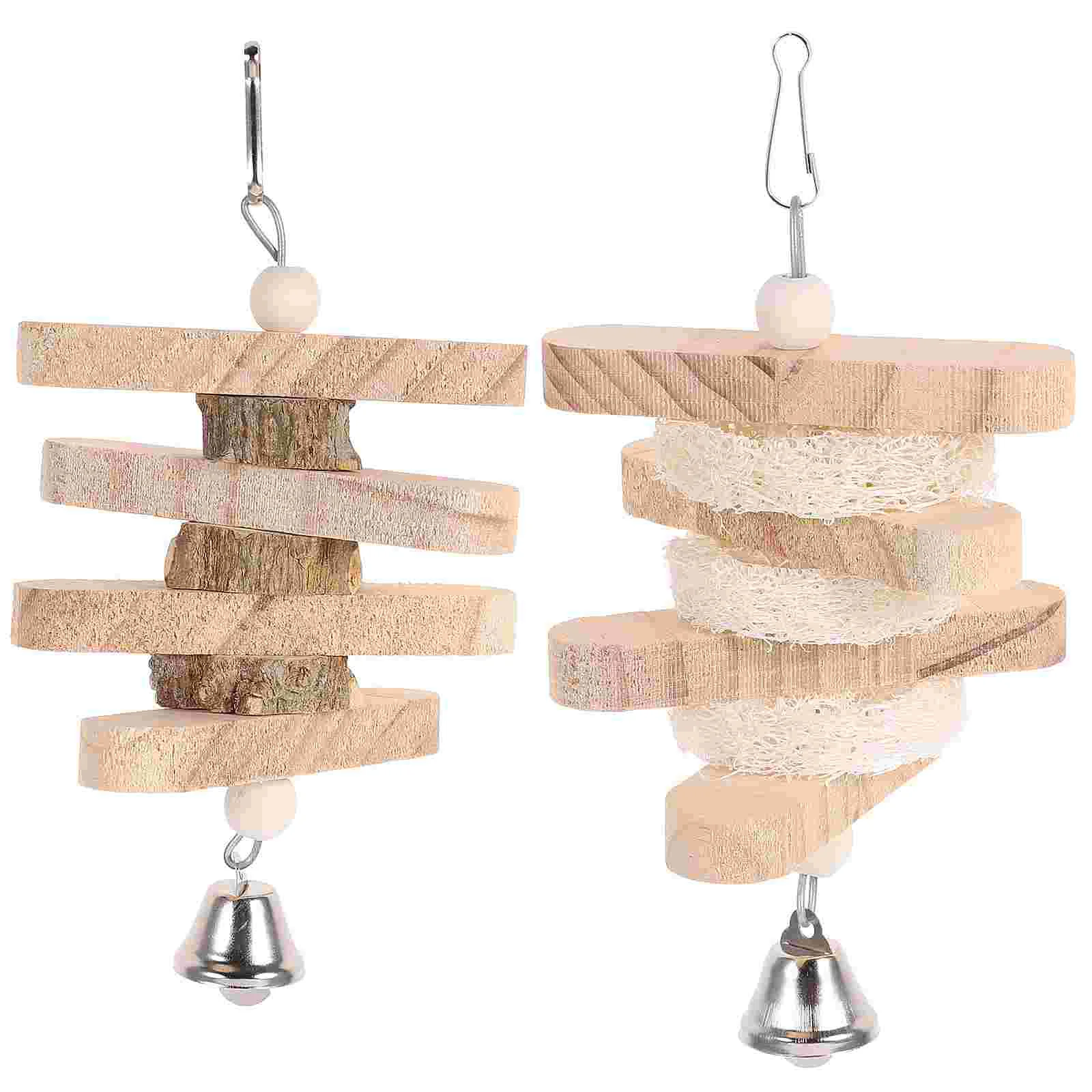 

2 Pcs Pepper Wood Parrot Toy Bird Toys Little Critters Wooden Bite Pet Plaything