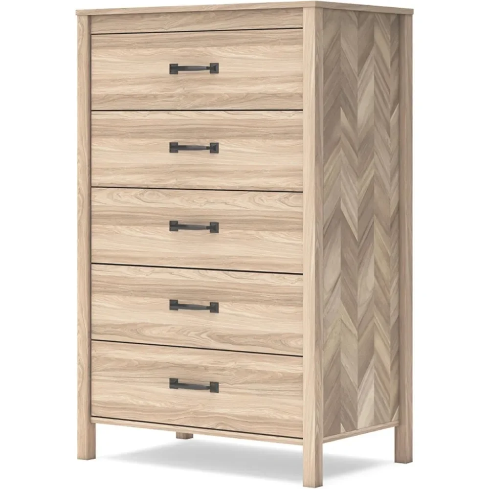 by Ashley Battelle Chest of Drawers, 32" W x 21" D x 50" H, Light Brown