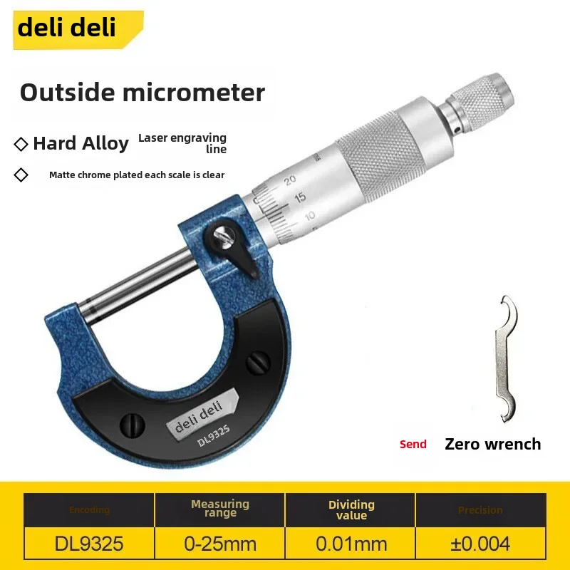 High Precision Industrial Grade Deli Thousand Scale Micrometer Gauge Tool Wholesale Supplier Micro Meters Gages