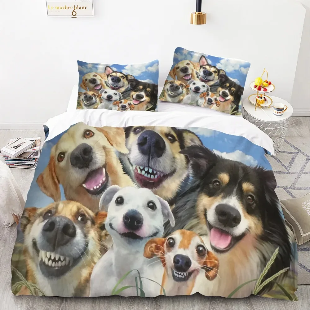 

Cute Cartoon Dogs Animal 3D Duvet Cover Bedding Set Comforter Linen Pillowcases Quilt Cover Home Decor Single Double Twin