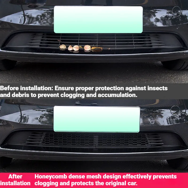 Front Grille Guard Mesh Cover for Tesla Model Y Juniper 2025 Model 3 Highland  ABS Vent Protector Bumper &Air Intake Accessories