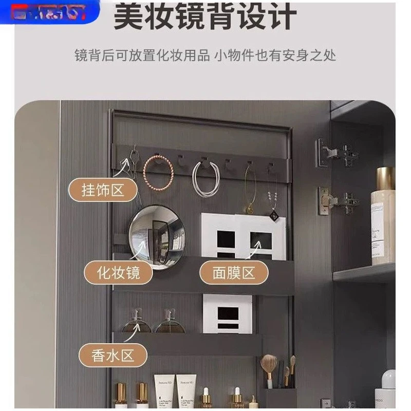 Production d'armoire à miroir de salle de bains en acier inoxydable 304, armoire intégrée, toilettes murales, maquillage, rangement intelligent