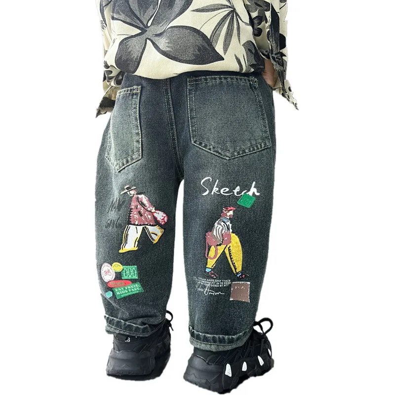 

Spring Autumn New Arrival Boys' Denim Pants Children Straight Jeans Handsome Loose Trousers for Boys Jeans Kids Age 2-10 Years