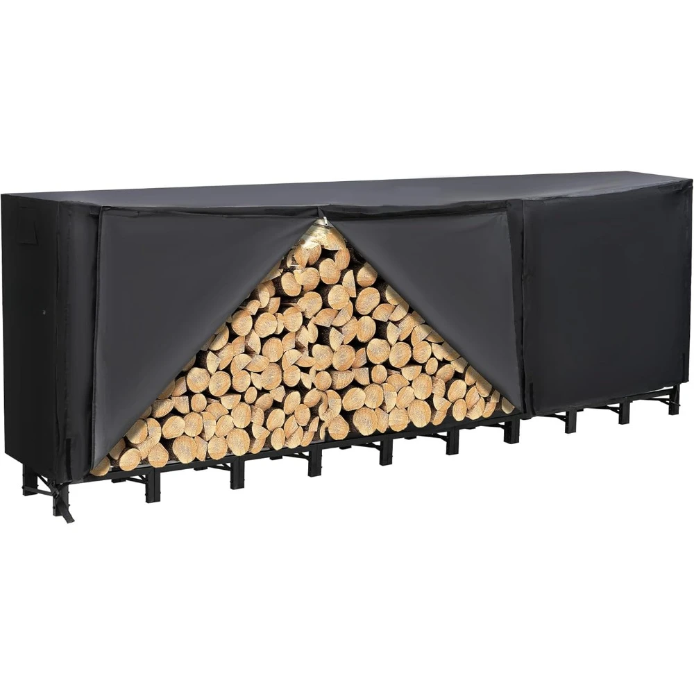 12FT Firewood Rack Outdoor,Heavy Duty Firewood Storage Rack,Outdoor Firewood Rack with Cover,for Outdoor & Indoors