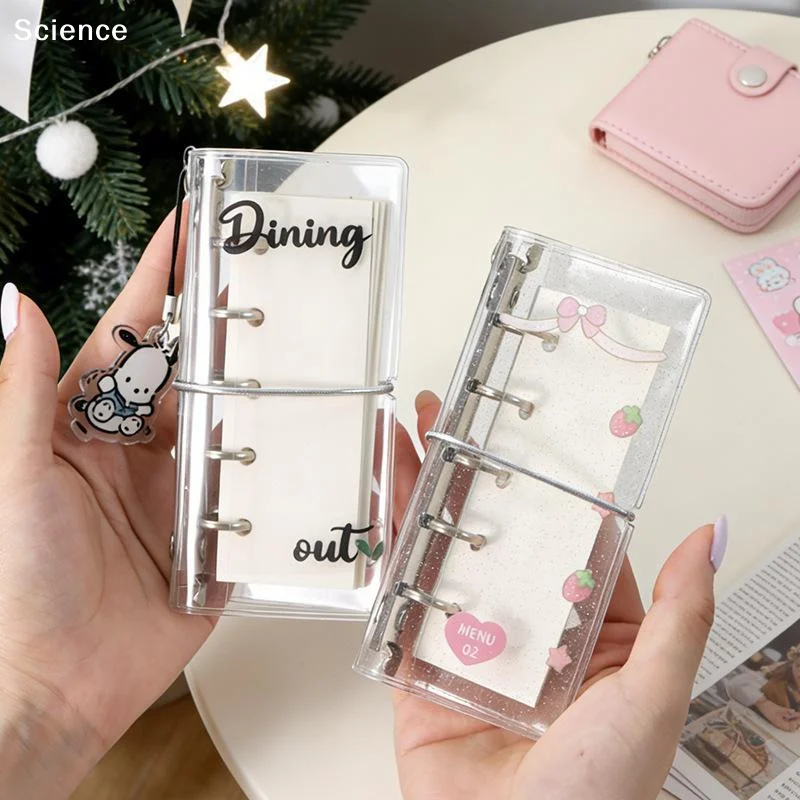Compact Size Transparent PVC Binder Notebook M2.5 With Elastic Band Photo Card Organizer DIY Loose-leaf Journal Students