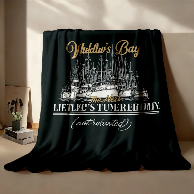 Widow's Bay Flannel Throw, Next Martha's Vineyard Cozy Blanket, Funny Retro Horror Graphic, Vintage Haunted Town Tourist