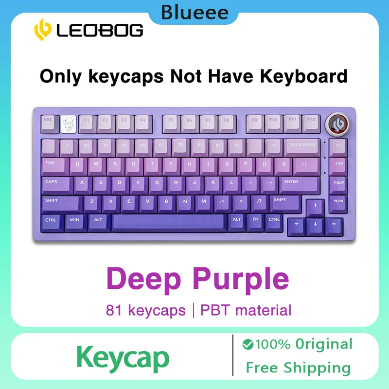 LEOBOG Hi75 keycap 81 tombol PBT lima sisi pewarna sublimasi kualitas tinggi bahan Cherry profil tutup kunci DIY Aksesori Keyboard