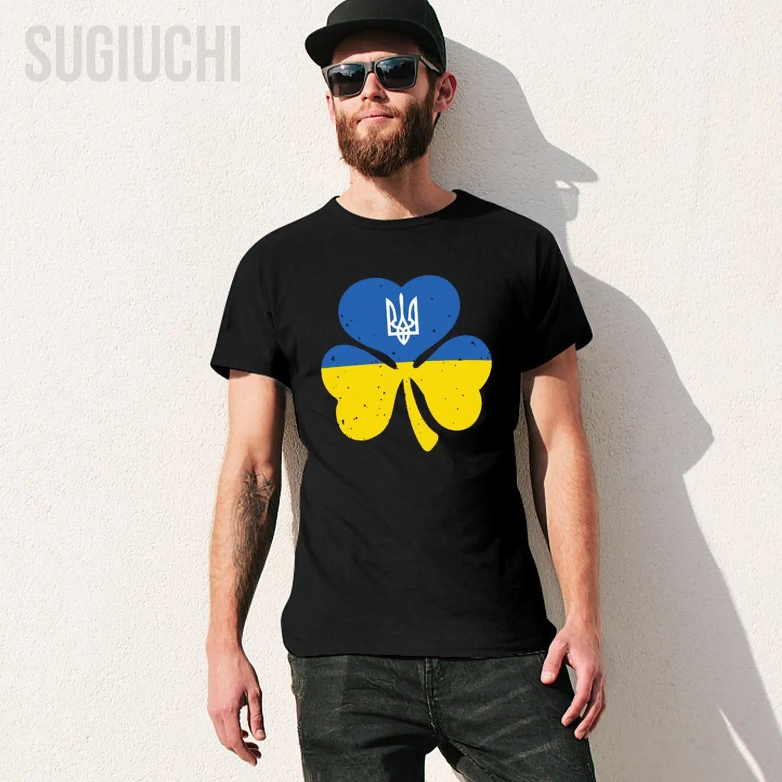 Unisex Men Vintage Ukraine Ukrainian Flag Grass Tshirt Tees T Shirts Women Boys 100% Cotton T-Shirt
