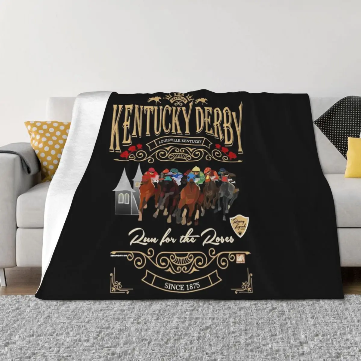 

Kentucky Derby Run for the Roses Horse Racing Masks Throw Blanket decorative Loose Warm Custom Blankets
