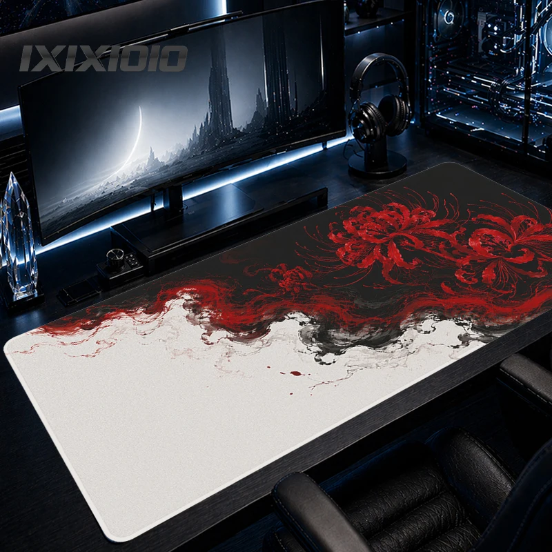 Mouse Pad Black And Red Spider Lily Gaming XL Home New Large Custom Mousepad XXL MousePads Natural Rubber Carpet Soft Mouse Mats