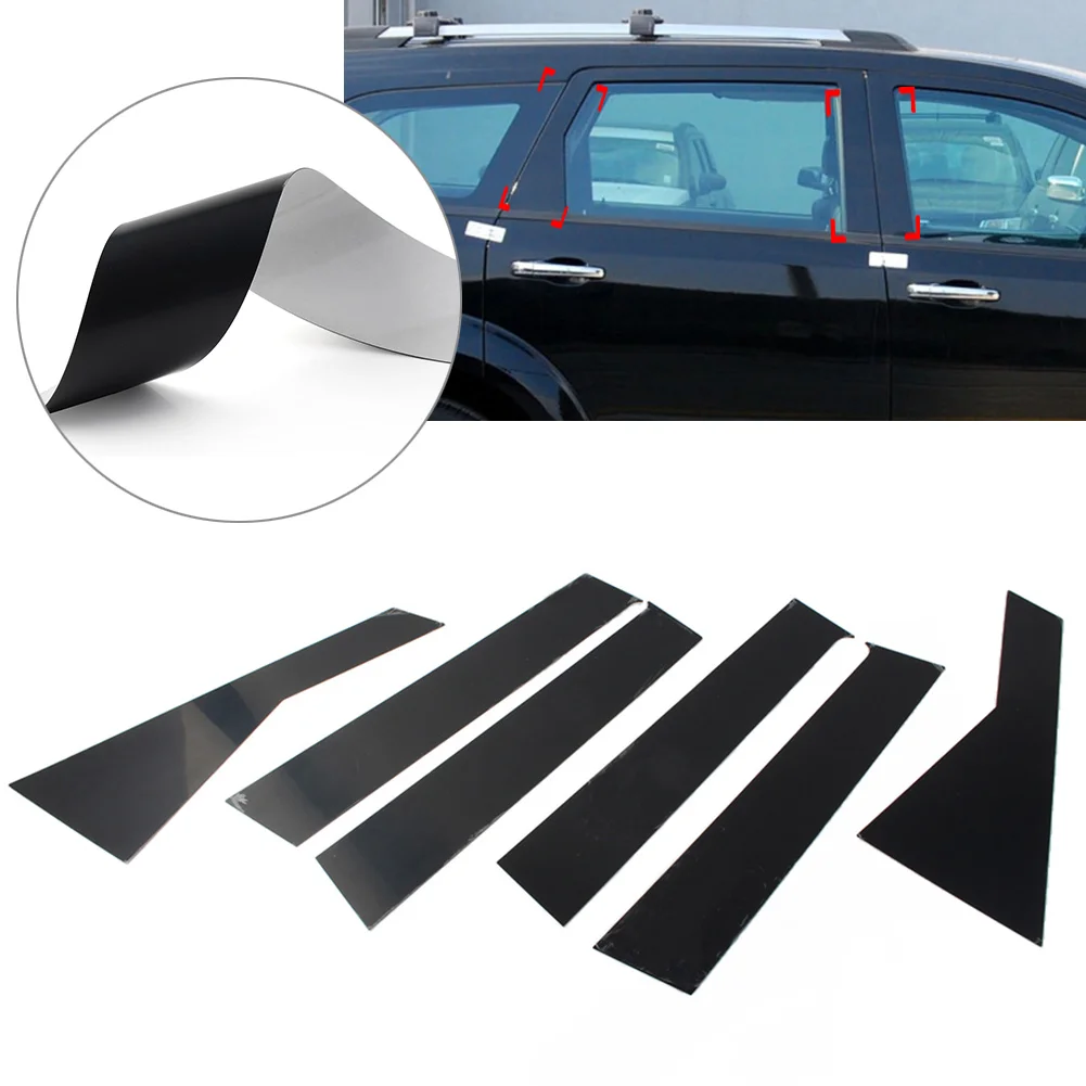 

6 Pcs Bright Black Car Window Pillar Posts Door Decoration Trims For Dodge Journey 2009-2020