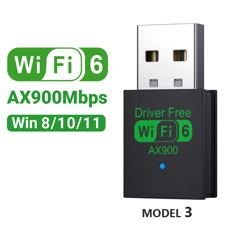 New Mini AX900 Wifi 6 Adapter USB Network Card 2.4G&5GHz Dual Band Signal Reception Dongle For Laptop Driver Free Win 7/10/11