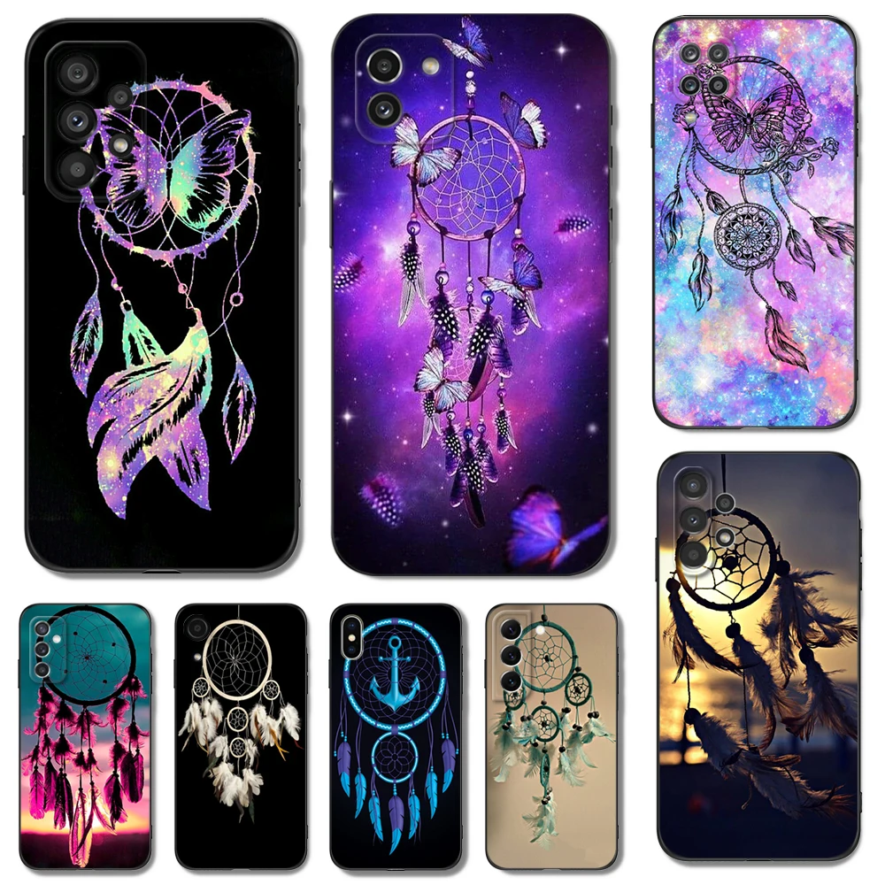 Black Tpu Case For Samsung Galaxy A03 SM-A035 A03 Core A03S A13 A23 LTE A33 A53 A73 4G 5G Dream Catcher