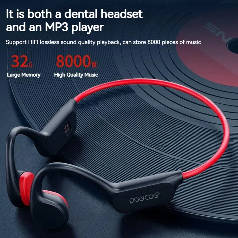 POLVCDG Headset Bluetooth nirkabel, Headset konduksi tulang X7 IPX8 memori 32GB 5.3 dengan mikrofon tahan air berenang 2020