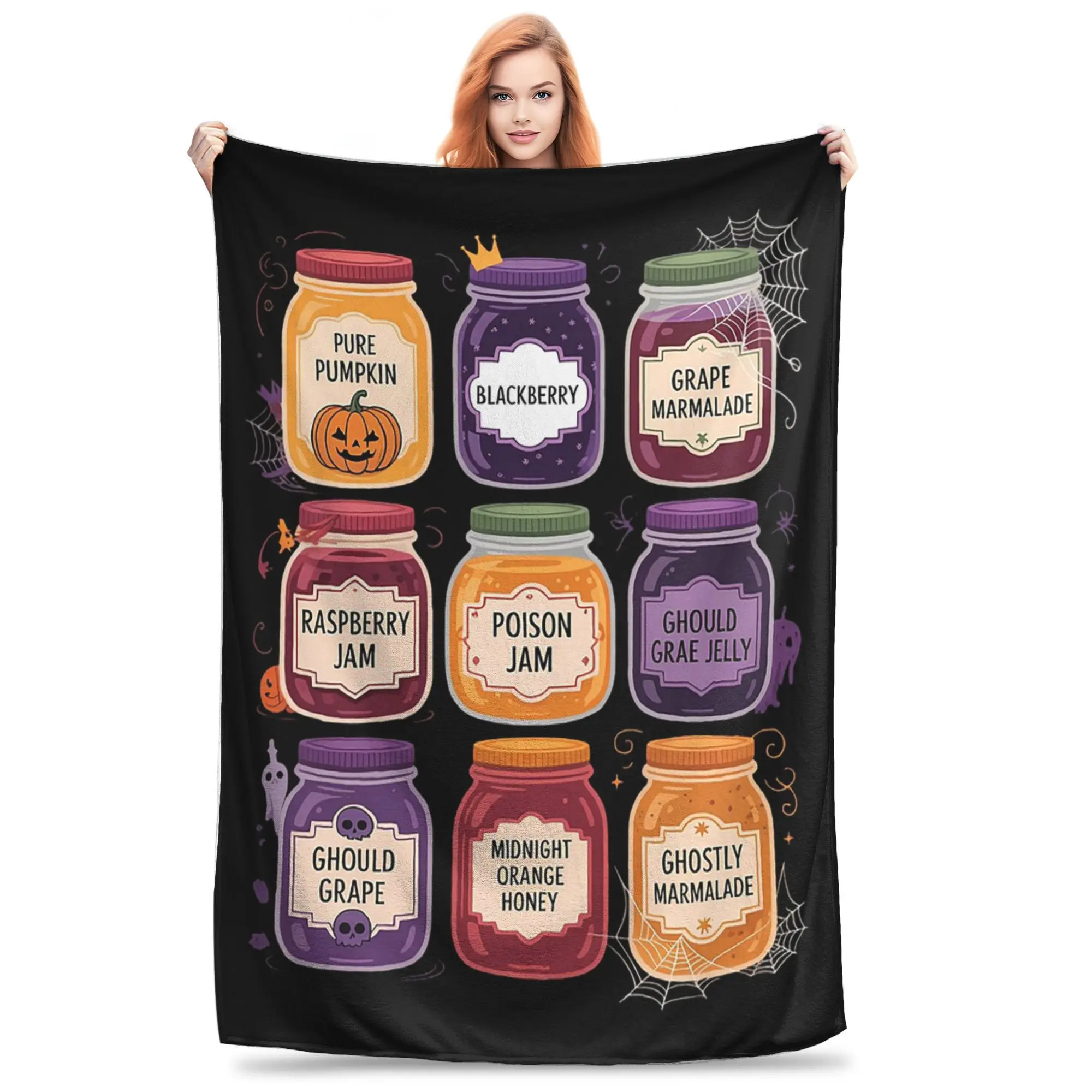 Halloween Is My Jam Pumpkin Scary Fall Autumn Spooky Season Blanket Super Soft Fleece Sofa Throw Blanket for Home Bedroom Office