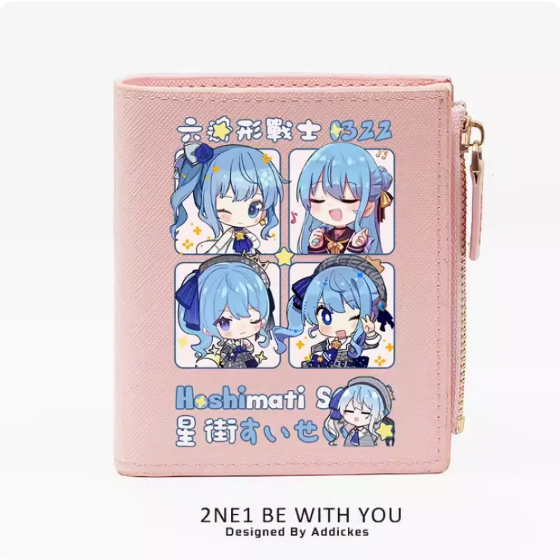 Anime Hoshimati Suisei Hololive  Zipper Wallet Fold Bag Multi Card  Coin Pocket Holder Fashion Kids Wallets Gift