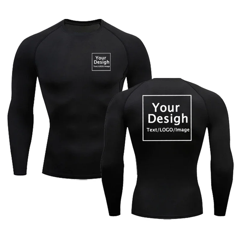 Quick Drying Elastic Sports T-shirt Team Logo Customized Compression T-shirt, Original Print Design, Running, Training, Gym Long