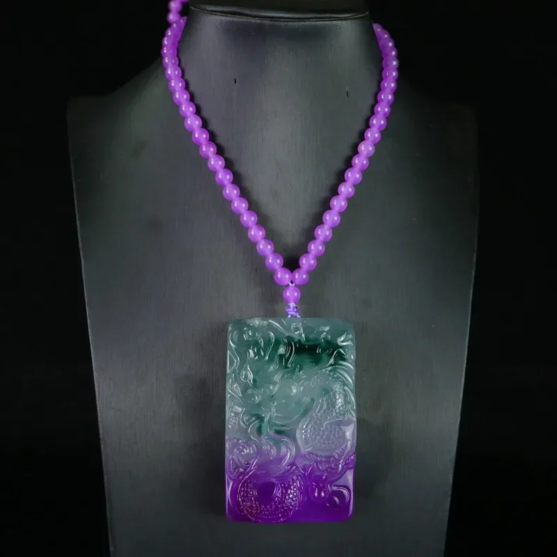 

Exquisite High Ice Dragon Brand, Natural Quartzite Jade Pendant.
