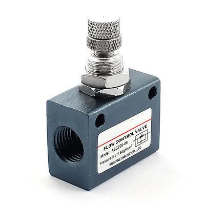 Blue Metal 1/4PT Thread Dia Single Way Pneumatic Flow Control Valve