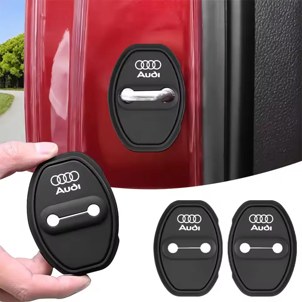 4Pcs Silicone Car Door Lock Buckle Car Door Latch Mute Damping Cushion For Audi Sline A1 A3 A4 A5 A8 Q3 Q5 Q7 S3 Car sticker