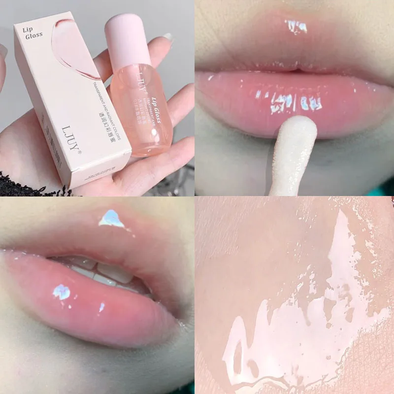 Crystal Jelly Lip Oil Lasting Hydrating Lip Gloss Tinted กันน้ําโปร่งใส Moisturizing Lips Plumper เกาหลี Care เครื่องสําอาง