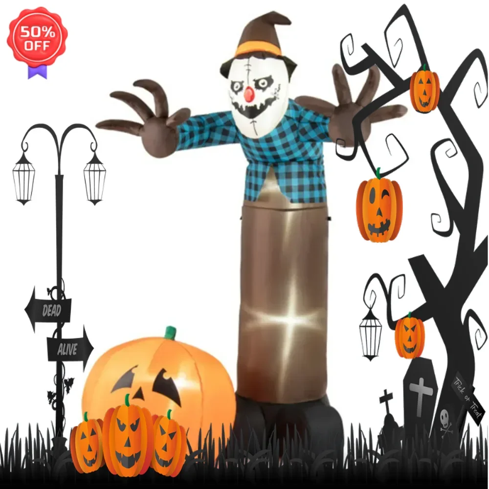 

7 feet inflatable decorated Halloween scarecrow