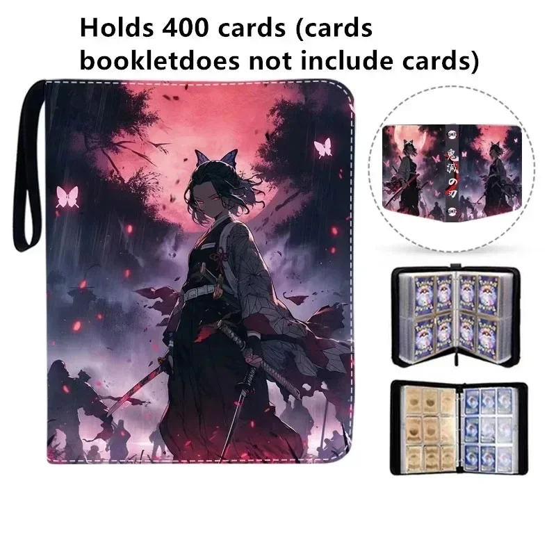 400pcs/900pcs Card Album Book Anime Demon Slayer Collection Card Tanjirou Nezuko Zipper Game Cards Binder Holder Kids Gifts Toys