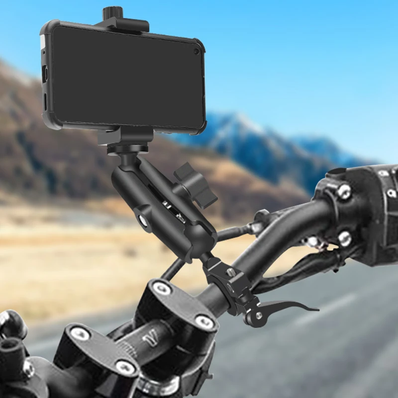

Ram Mount Phone Holder Motorcycle with Double Socket Arm Bicycle Bike Handlebar Mount Bracket for Mobile Cellphone Support