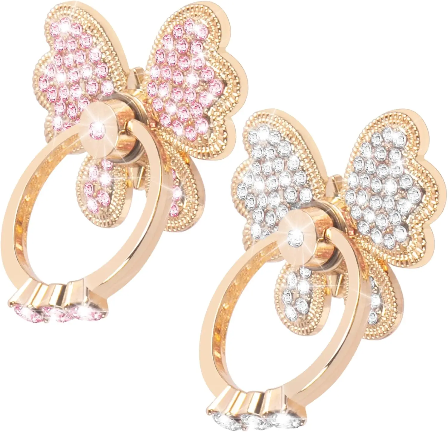 

Finger Ring Stand Grip,2 Pack Luxury Glitter Diamond Universal Metal Ring Grips for iPhone 16/15/14/13 Pro Max, Galaxy S24/S23/