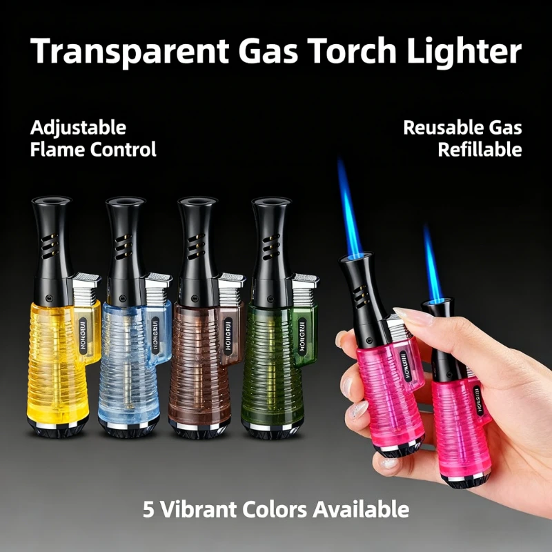 

High Firepower Mini Inflatable Lighter - Transparent Air Chamber, Windproof, Portable Essential Tool for Outdoor Camping BBQ