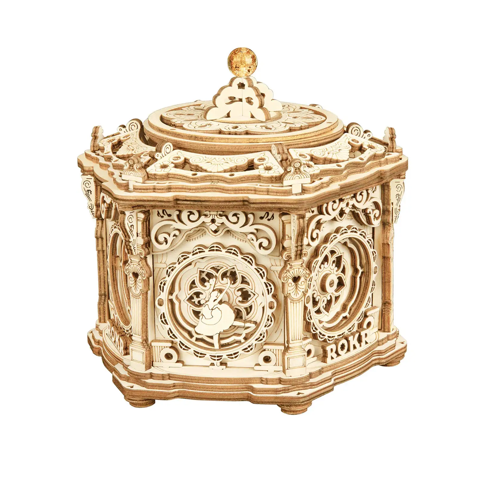 ROBOTIME 3D Houten Puzzels voor Volwassenen DIY Muziekdoos Model Kit om Zelf-Assemblage Building Kit Vliegtuig-Control Toren te bouwen